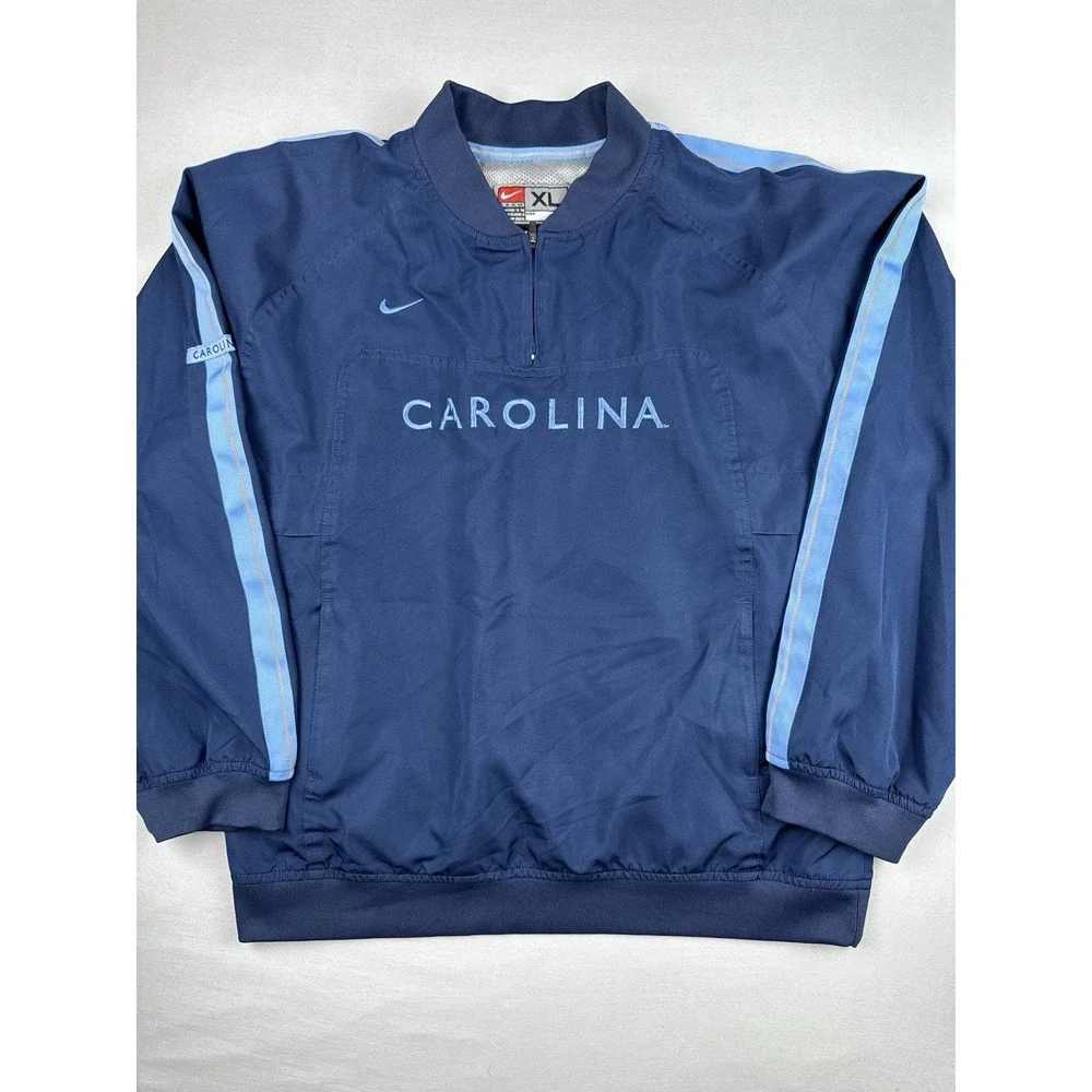 Nike Team North Carolina Tar Heels Pullover Windbreaker Jacket XL Blue Y2K